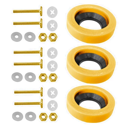QDAOYU 3 Pack Extra Thick Wax Ring Toilet Kit with Bolts, Wax Ring Waterproof Seal for Toilet, Fits 3-inch or 4-inch Waste Lines