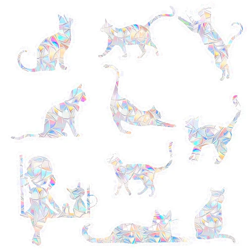 SHAWULA 33PCS Cat Window Clings - Anti-Collision Window Decals to Save Birds from Window Collisions,Non Adhesive Prismatic Vinyl Window Clings (cat)