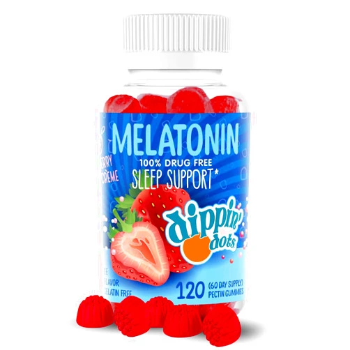 Vital+Boon Dippin' Dots - Melatonin Sleep Support Gummies (120 Count) Strawberry Sunset Creme Flavor Chews | 2.5mg Per Gummy Sleep Supplement for Children and Adults | Supplement for faster Faster & Longer Sleep