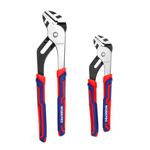 WORKPRO 2-Piece Groove Joint Pliers Set, 10 & 8 Inch Adjustable Water Pump Pliers, Straight Jaw Tongue and Groove Pliers