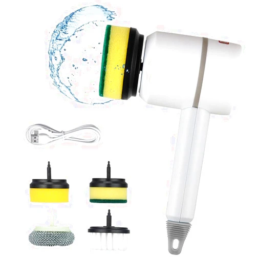 scosao Electric Spin Scrubber Handheld Power Shower Scrubber with 2 Rotating Speed Rechargeable Cordless Cleaning Brush for Bathroom Tub, Floor, Tile, Kitchen, Car, Window, Stove Wash,White