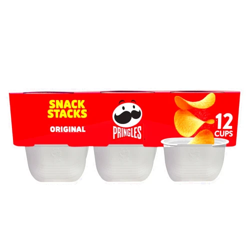 Pringles Potato Crisps Chips, Lunch Snacks, On-the-Go Snacks, Snack Stacks, Original, 8oz Tray (12 Cups)