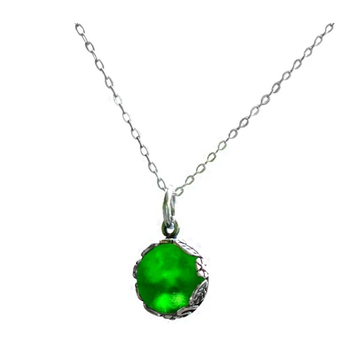 Bottled Up Designs Handmade Vintage Green Necklace, Recycled 1960 Green Beer Bottle Glass, Sterling Silver, Eco Friendly, Made in USA, Birthday Gifts, Mothers Day, Women, Anniversary