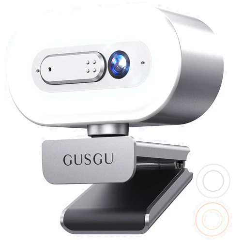 GUSGU G920 2K Quad HD Webcam for PC, Auto Focus, with Microphone & Light & Privacy Cover, Web Camera for Desktop Computer/Laptop/MacBook, USB Streaming Camera