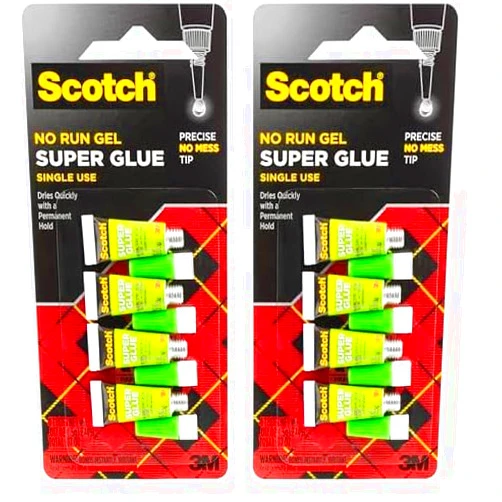 Scotch Super Glue Gel, 8-Pack of Single-Use Tubes, .017 oz Each, Fast Drying, No Run Gel Formula (AD119)