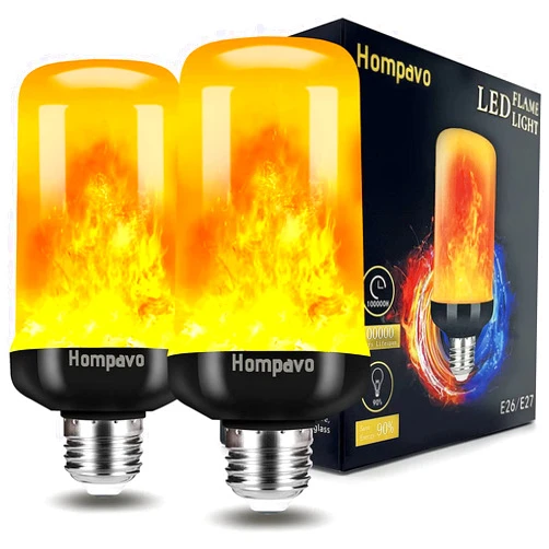 Hompavo 【Upgraded】 LED Flame Light Bulbs, 4 Modes Flickering Light Bulbs with Upside Down Effect, E26/E27 Flame Bulb for Halloween Christmas Party Patio Porch Home Indoor & Outdoor Decorations - 2