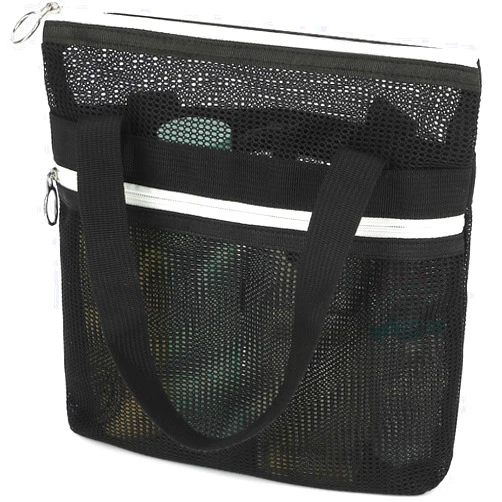 Fammart Mesh Shower Caddy Portable with Zipper & 2 Pockets - Quick Dry Shower Caddy Hanging for Travel Gym Camp Beach - Shower Organizer Bag Bathroom Essentials for College Dorm