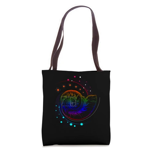Fibonacci Shell or Fibonacci and Golden Ratio Fibonacci Shell or Golden Cut and Spiral or Fibonacci Tote Bag