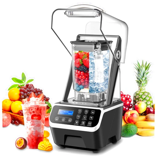 WaterElfo Professional Commercial Blender 2200W 1.58QT 51OZ Quiet Blender Brushless Motors Commercial Smoothies, Frozen Drinks, Self-Cleaning Silver Grey