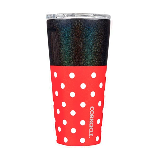 Corkcicle Disney Minnie Travel Tumbler, Insulated Water Bottle with Lid, Spill Proof for Wine, Coffee, Tea, and Hot Cocoa,Polka Dot Red, 16 oz
