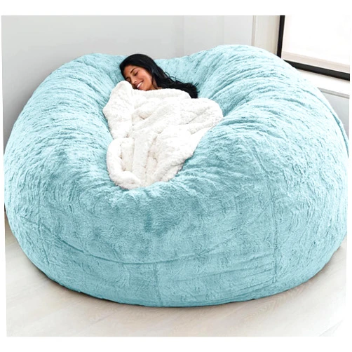 Handläufe 5/6/7ft Giant Sofa Bed Pouf Cover, Bean Bag Chair Cover Only, Washable Living Room Furniture Round Lump Soft Velvet Beanbag Chair (No Filler)