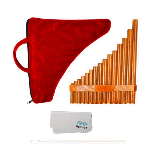 Almencla Pan Pipes Woodwind key 1 Set Rondador Bamboo Musical Professional Panpipe Pan Flute Instrument 15 Pipes Flute for Student, Right-Hand