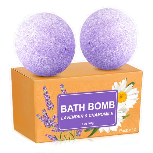 Dansib 2 Pack Christmas Bath Bombs Gifts Set for Women Bubble Bath Bomb with Box Natural Aromatherapy Bath Bombs for Girlfriend Wife Spa Relaxing Moisturizing Skin Shower(Lavender + Chamomile)