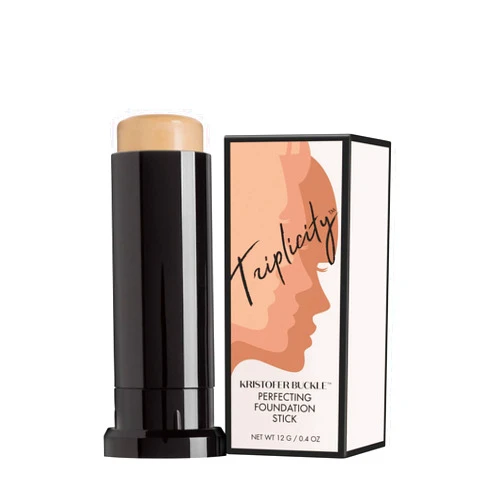 Kristofer Buckle Triplicity Perfecting Foundation Stick, 0.4 oz. | Primes Skin, Provides Buildable Coverage & Has A Soft-Focus Effect | Medium (Warm)