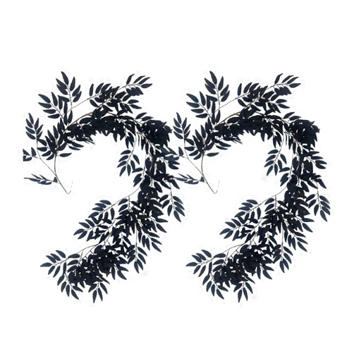 RTYUSWL 2PCS Black Halloween Garland 1.7M Artificial Willow Garland Hanging Black Leaves Vines Garland for Halloween Room Party Office Indoor Outdoor Decor