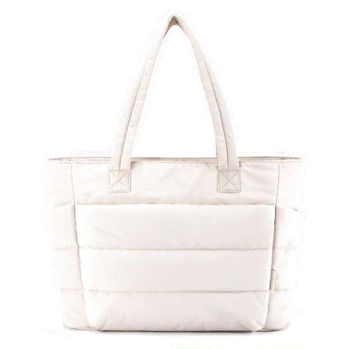 BAGSMART Tote Bag for Women, Lightweight Puffy Tote Bag with Compartments, Quilted Shoulder Bag Handbag for Travel, Work