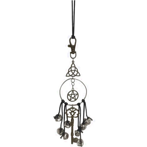 QRZLP Witch Bells for Door Knob for Protection, Antique Magic Key Witch Bell Metal Hanging Wind Bell Decoration for Home Yard Outdoor Indoor.