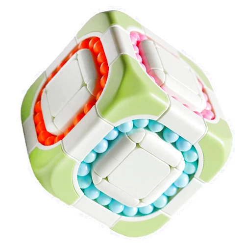 ZY-Wisdom Magic Cube 3x3 Rotating 2 in 1 Magic Bean Cube Children'S Educational Puzzle Decompression Shaped Magic Cube Fingertips Creative Toys (Green)