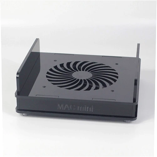 Hokistudio Cooling Fan Heat Dissipation Base Frame for Mac Mini Radiator Overclock with 14cm PC Cooler Adjustable Speed Silent Fan Acrylic Chassis Black adjustable speed