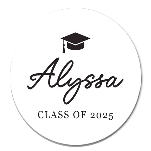 Port of Reverie Modern Graduation Stickers 2025 for Party Favors or Envelope Seals, Personalized Class of 2025 Labels, Thank You Labels
