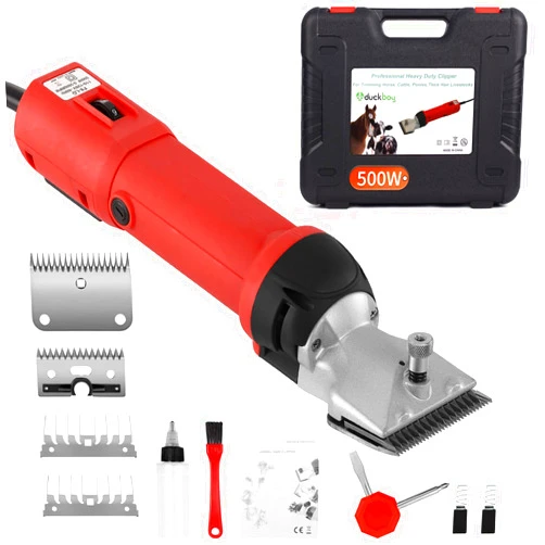 DUCKBOY Heavy Duty Clippers for Thick Coats Animals, 500W Professional Electric Shearing Machine for Horse Pony Cattle and Large Dogs Livestocks Grooming, 6 Speed & 2 Detachable Shearing Blades