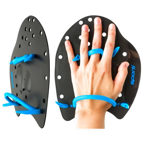 Sporti 𝗦𝗽𝗼𝗿𝘁𝗶 Power Swim Paddles for Lap Swimming - Adjustable Straps - Lap Swimming Gears - Hand Paddles for Adults & Kids
