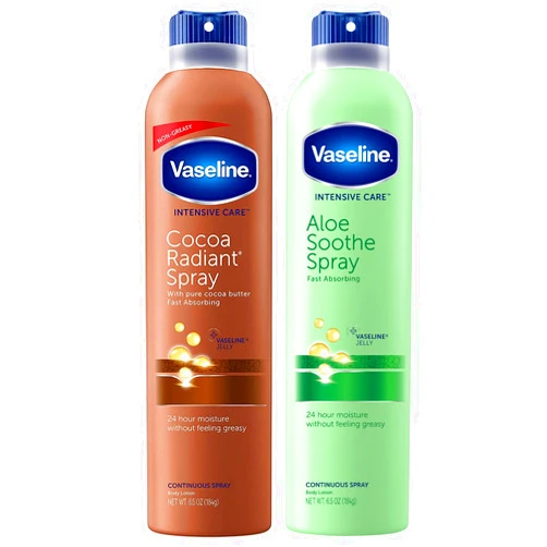 Vaseline Cocoa Radiant Spray + Aloe Soothe Spray Variety 2-Pack – Non-Greasy, Fast-Absorbing All-Over Moisturizer for Dry Skin, 6.5 Oz Ea