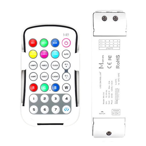 HitLights RF Remote Controller Kit for RGBW RGB LED Strip Lights, 4 Chanel, DC 12-24V, 28-Key Wireless Dimmer with Dynamic Color Changing Effect Mode, Ideal for Room, Home, Cabinet, Backlight, DIY