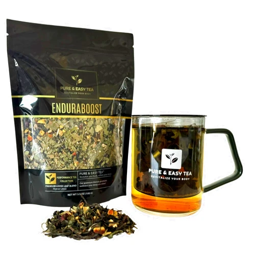 Pure and Easy Tea, EnduraBoost, Sports Energy Tea, 100% Natural Body Fuel Formula, Supports Athletic Endurance & Cognitive Function, 30 Day Supply, 100g/3.5oz