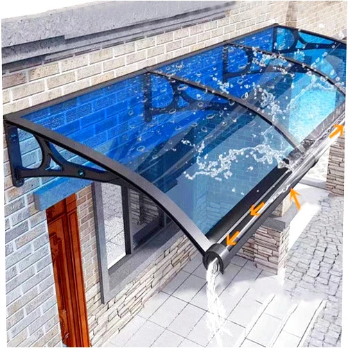 COSMETIZE Outdoor Polycarbonate Cover,Window Door Awning Canopy,Front Door Outdoor Patio Awning Canopy,Black Aluminium Frame,Uv Rain Snow Sunlight Protection Modern Door Canopy (32