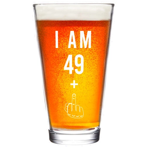 Gelid 49 + One Middle Finger 50th Birthday Gifts for Men Women Beer Glass – Funny 50 Year Old Presents - 16 oz Pint Glasses Party Decorations Supplies - Craft Beers Gift Ideas for Dad Mom Husband Wife 50 th