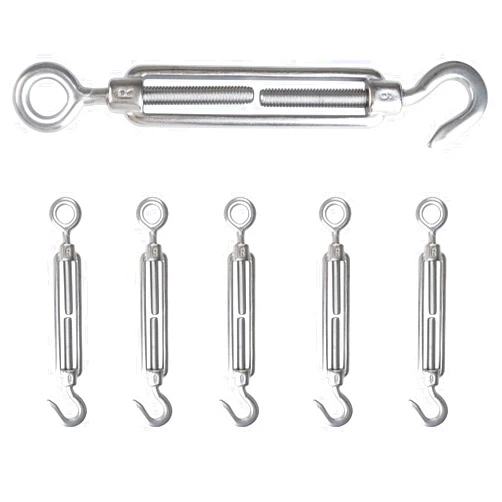 Muzata 5Pack M6 Turnbuckle Heavy Duty Hook and Eye Stainless Steel Cable Railing Wire Rope Hardware Kit String Light Hanging Tension Wire Kit for Wire Rope Tension CN11
