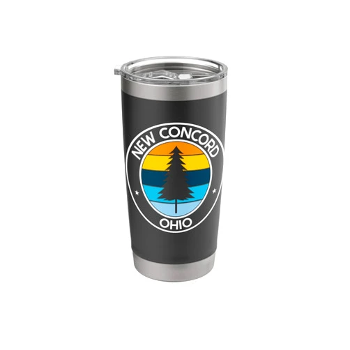 Ohio City Pride Pine Tree Retro Sunset New Concord Ohio OH USA City Pride Retro Sunset Stainless Steel Insulated Tumbler