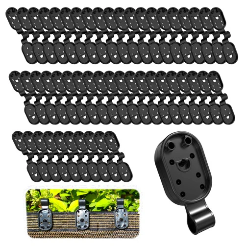 Glieskir 2024 50 Piece Shade Cloth Plastic Clips Ellipse Plastic Black Clips for Sun Shade Net, Garden Netting,Anti Bird Netting, Shade Fabric Accessories