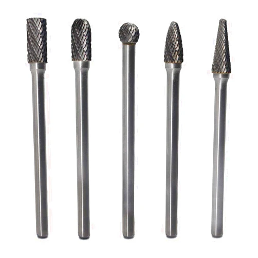 JESTUOUS Carbide Burrs Set 5pcs JESTUOUS 1/4 Inch Shank Diameter Extended Long Double Cut Edge Solid Tungsten Carbide Burr Rotery File for Die Grinder Bits Drilling