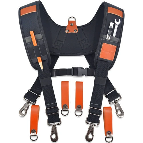 WELKINLAND Heavy-Duty leather tool belt suspenders, Leather tool bag suspenders, Carpenter suspenders, Construction tool belt for men