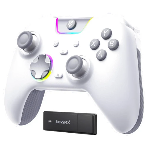 EasySMX X05Pro Wireless PC Controller – Soft-Click Low-Noise Buttons, Dual-Stage Impulse Triggers, Hall Joysticks with 1000Hz Polling, 2 Programmable Buttons, 1000mAh Battery, Multi-Platform Controller for PC/Switch/Android/iOS