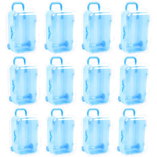 AUEAR, 12 Pack Mini Suitcase Boxes Plastic Candy Box Small Reception Gift Box Travel Case for Wedding Party Decoration (Blue)