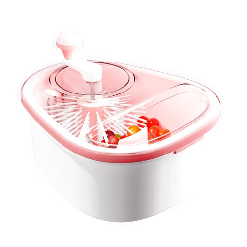 JOYMOOP Fruit Cleaner Spinner JOYLOOP, Large Fruit Washer Spinner, Fruit Cleaner Spinner with Fruit Washer Bowl, Vegetable Fruit Spinner Washer, Fruit and Vegetable Scrubber - Pink