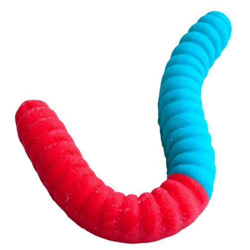 GGB Candies Sour Giant Gummy Worm - Large 2 Pound Gummy Candy with Big Tangy Flavor from GGB Candies (Cherry/Blue Raspberry)