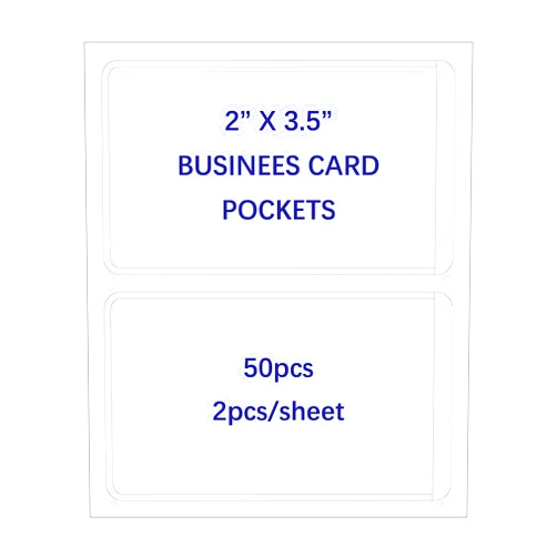 IMAGAME Clear Adhesive Business Card Pocket swith Side Open for Loading, 50 Pack, Plastic Labels Holders for Storage Bins and Library Card, Ideal for Organizing and Protecting Your Business Cards