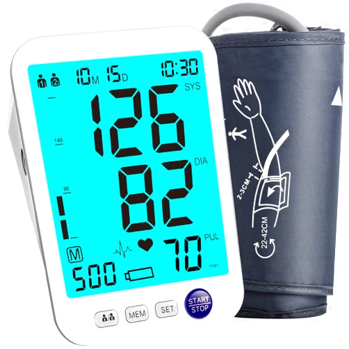 Urion Blood Pressure Monitor Upper Arm Large LED Backlit Screen 1000 Sets Memory Automatic Digital BP Machine Adjustable BP Cuff