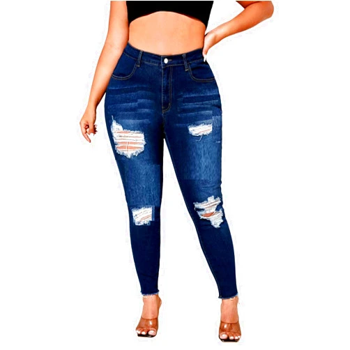 Jack David 1826 jeans Jack David Womens Plus Size Ripped Destroy Blue Denim Distressed Stretch Jeans Pants
