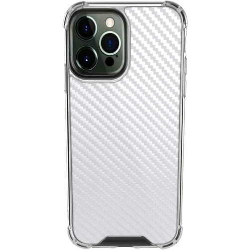 Skinit Clear Phone Case Compatible with iPhone 14 Pro Max - Skinit Originally Designed White Carbon Fiber Design