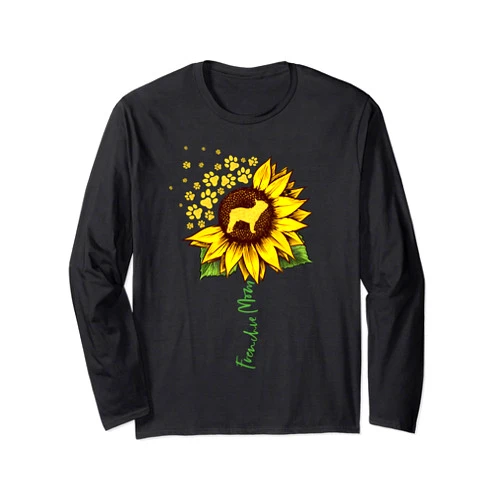 Funny Frenchie Gifts For Women Girls Frenchie Mom Sunflower French Bulldog Lover Gifts Dog Mama Long Sleeve T-Shirt