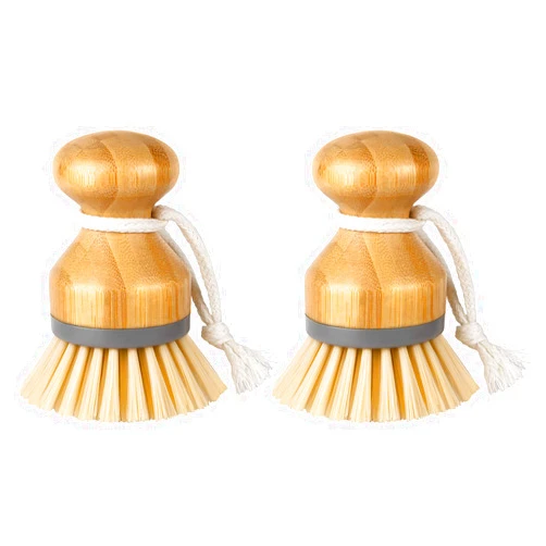 MR.SIGA Bamboo Palm Brush, Scrub Brush for Dishes Pots Pans Kitchen Sink Cleaning, Pack of 2