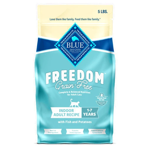 Blue Buffalo Freedom Grain-Free Adult Dry Cat Food, Complete & Balanced Nutrition for Indoor Cats, Made with Natural Ingredients, Fish Recipe, 5-lb. Bag