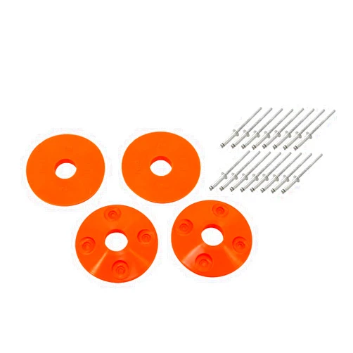 DOMINATOR RACING PRODUCTS 1202-FLO-OR Fluorescent Orange Hood Pin Scuff Plates 4pc