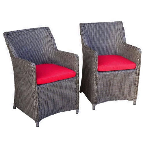 Factory Buys Direct Sea Island Wicker CT-M-1-SP (CT-M-1) Patio Lounge Chair Set with Red Cushion