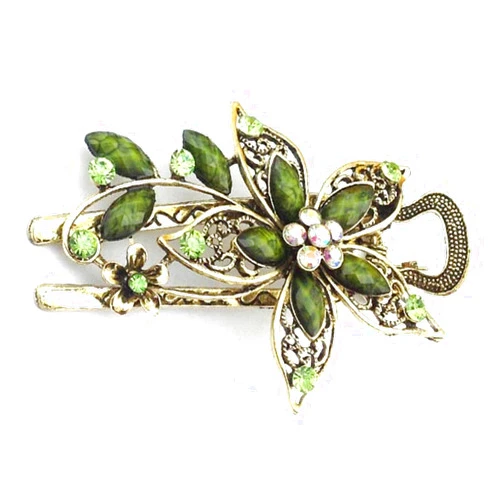 AnVei-Nao Vwhite Womens Flower Crystal Hair Clips Barrettes Hair Accessories Green